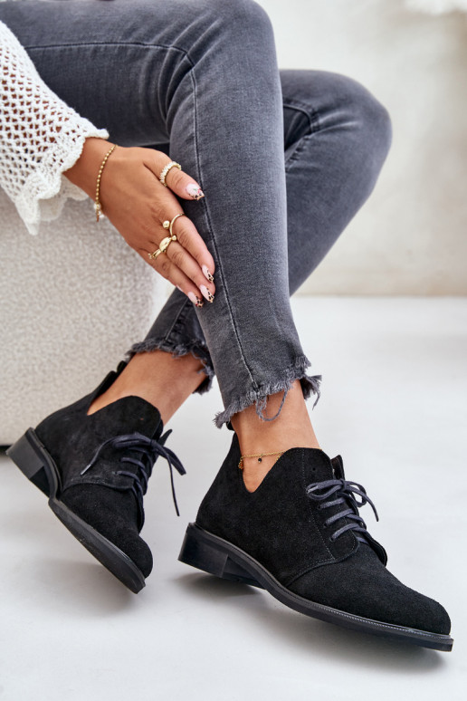 Zazoo 2959 van suède schoenen Oksfordki met veters met brede hakken zInart Zazoo 2959 van suède schoenen Oksfordki met veters met brede hakken zInart