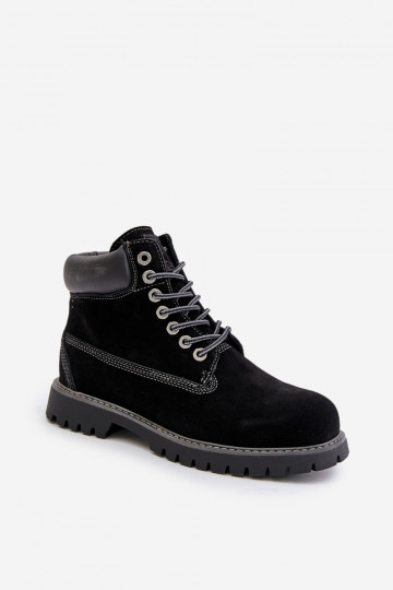Gevoerde heren suède schoenen Big Star OO174138 HI-POLY SYSTEM, zwarte kleur