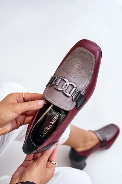 Leer Schoenen met hakken met gouden details Laura Messi 2861 bordeaux Leer Schoenen met hakken met gouden details Laura Messi 2861 bordeaux