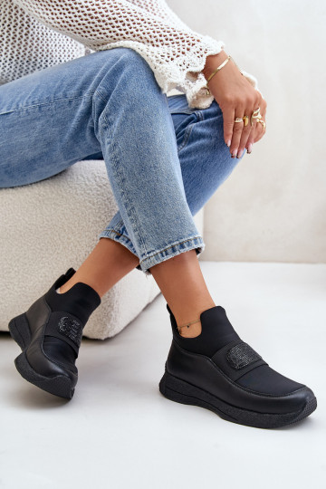 Leren sportschoenen met platform Artiker 55C0035, zwarte kleur