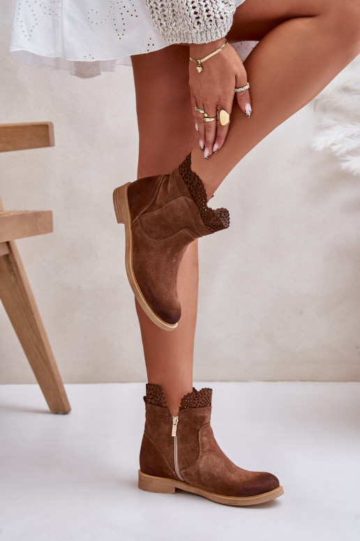 lage hakken voor dames met brede hakken van suède LeInski 3624 bruine kleur lage hakken voor dames met brede hakken van suède LeInski 3624 bruine kleur