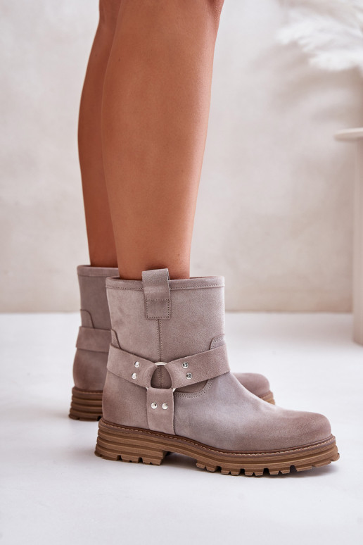 Suede schoenen Dames met brede hakken LeInski 3610 kleur cappuccino Suede schoenen Dames met brede hakken LeInski 3610 kleur cappuccino