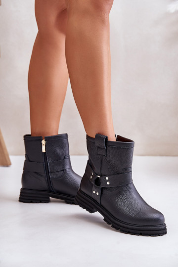 Leer Dameslaarzen met brede hakken LeInski 3610 zInart