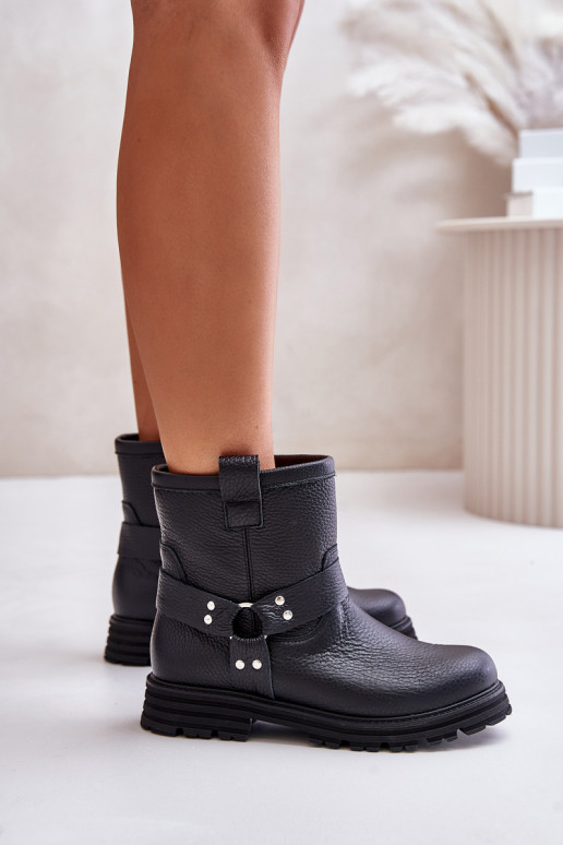 Leer Dameslaarzen met brede hakken LeInski 3610 zInart Leer Dameslaarzen met brede hakken LeInski 3610 zInart