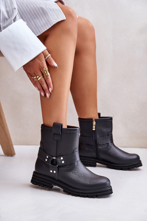 Leer Dameslaarzen met brede hakken LeInski 3610 zInart Leer Dameslaarzen met brede hakken LeInski 3610 zInart