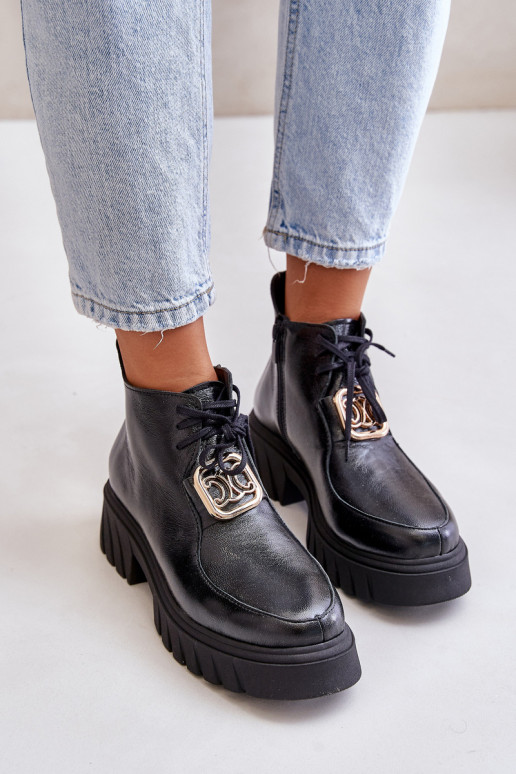 Zazoo 2952 Leer Laarzen met gouden details zInart