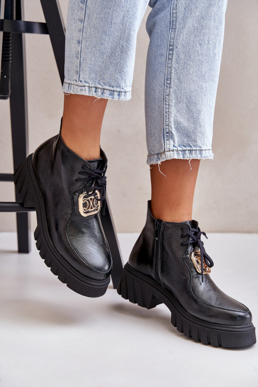 Zazoo 2952 Leer Laarzen met gouden details zInart