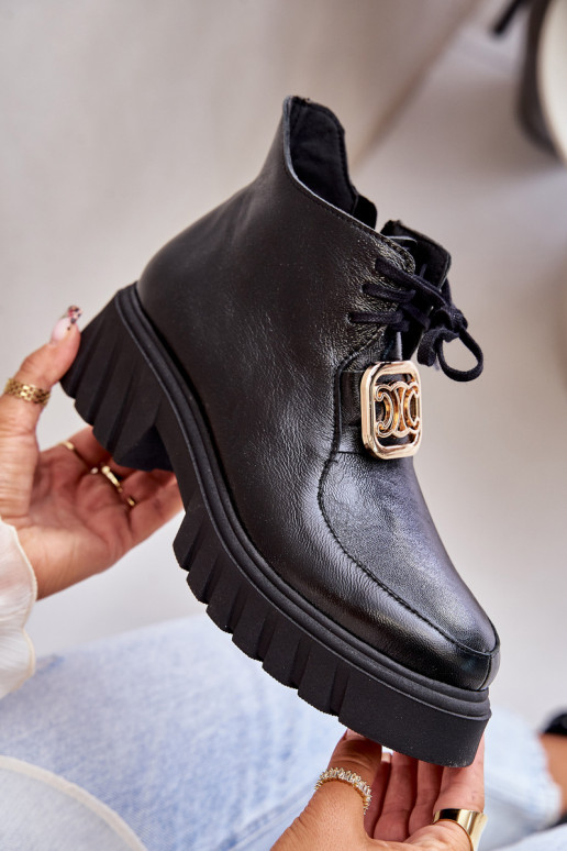 Zazoo 2952 Leer Laarzen met gouden details zInart