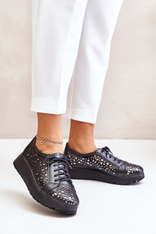 Zazoo 2973 Leer schoenen met platform met opengeInerkte elementen zInart Zazoo 2973 Leer schoenen met platform met opengeInerkte elementen zInart