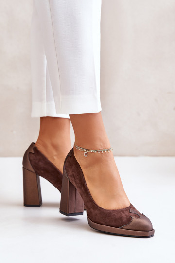 Nubuck schoenen met hakken Laura Messi 2702, bruine kleur
