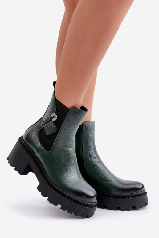 Zazoo 60490 Leer opInarmen Laarzen met ornamenten kaki kleuren Zazoo 60490 Leer opInarmen Laarzen met ornamenten kaki kleuren