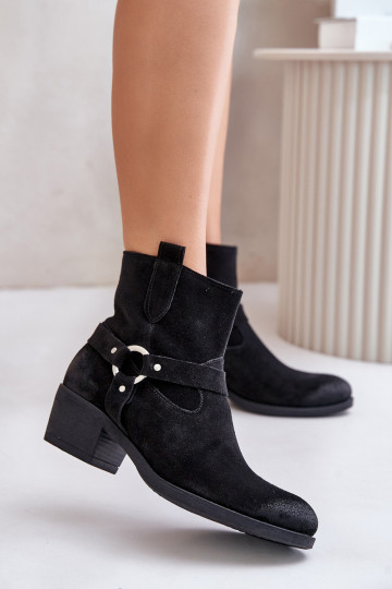 Zazoo 60477 nubuck verwarmde enkellaarzen met hakken, zwarte kleur 2
