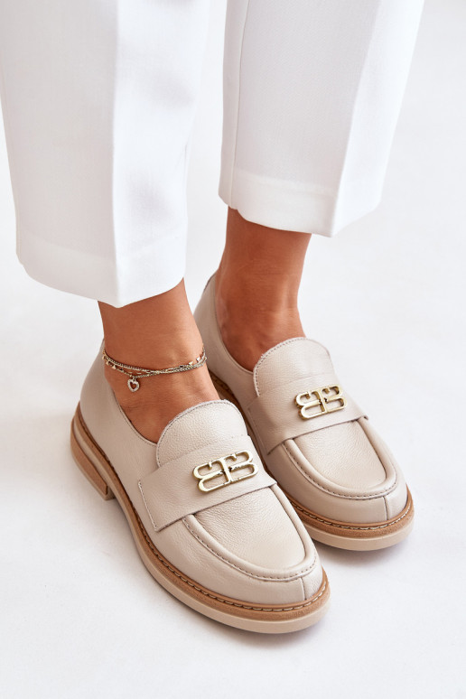 Zazoo 20174 Leer Elegante stijl schoenen Dames met brede hakken beige Zazoo 20174 Leer Elegante stijl schoenen Dames met brede hakken beige