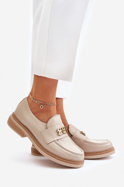 Zazoo 20174 Leer Elegante stijl schoenen Dames met brede hakken beige Zazoo 20174 Leer Elegante stijl schoenen Dames met brede hakken beige