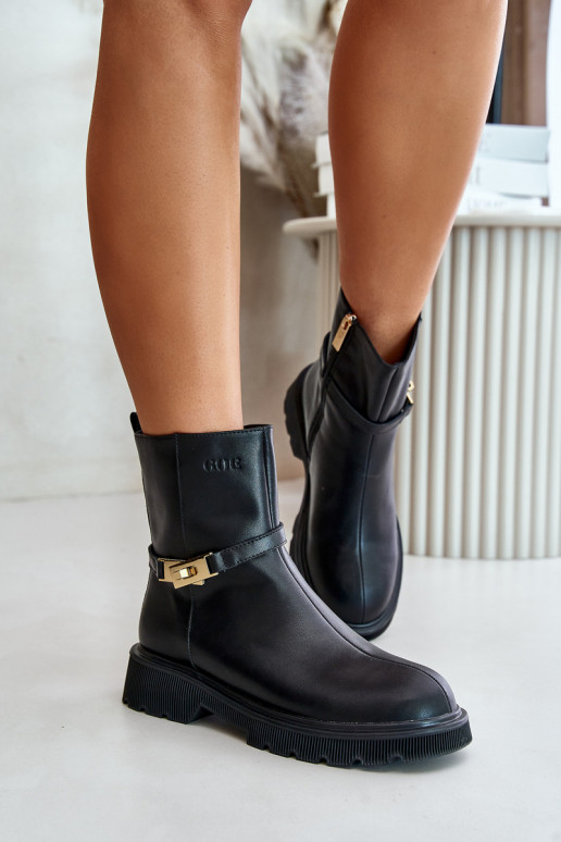 Leer Dameslaarzen met riemen opInarmen GOE OO2N4150 zInart Leer Dameslaarzen met riemen opInarmen GOE OO2N4150 zInart