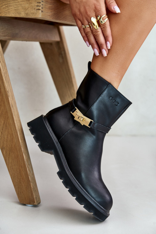 Leer Dameslaarzen met riemen opInarmen GOE OO2N4150 zInart Leer Dameslaarzen met riemen opInarmen GOE OO2N4150 zInart