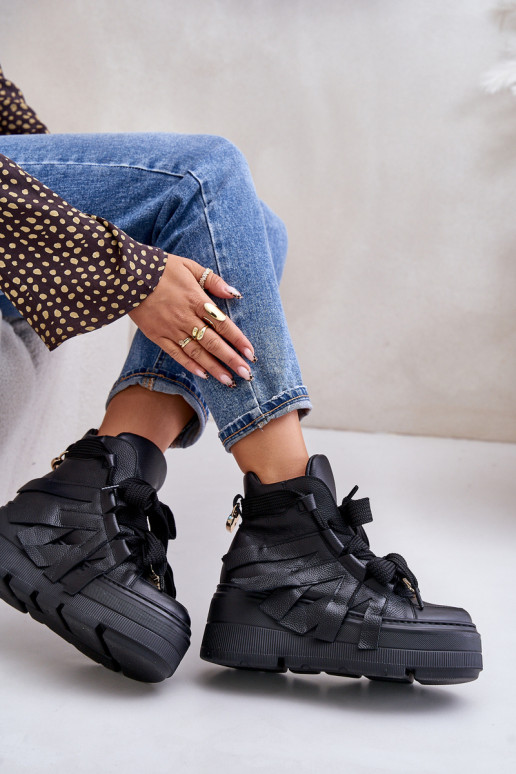 Leer Sneakers model schoenen Dames met platform CheBello 4561 zInart Leer Sneakers model schoenen Dames met platform CheBello 4561 zInart