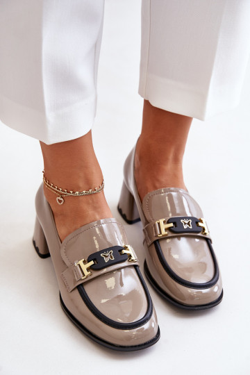 met lakeffect schoenen Dames met hakken met ornamenten Artiker 55C1054 beige