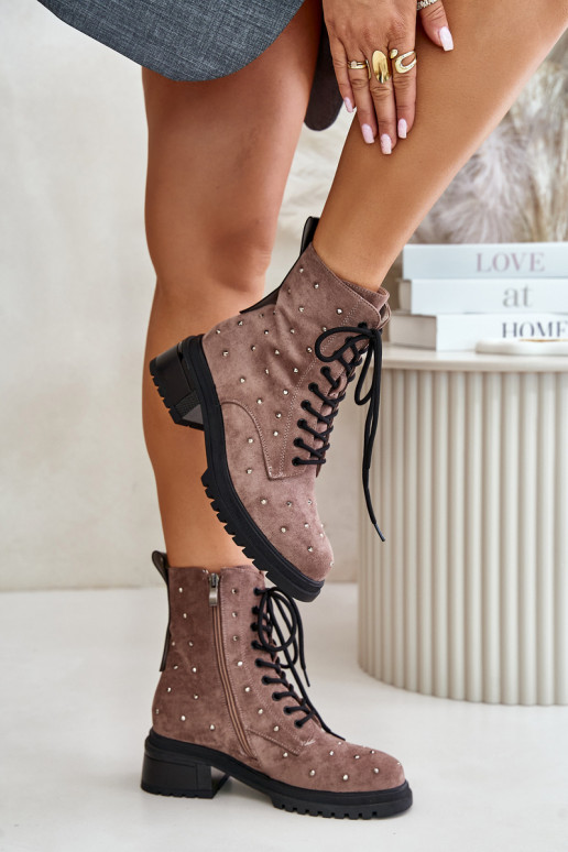 Versierd Enkellaarsjes voor Inerknemers Dames opInarmen D&A MR880-017 klei kleuren