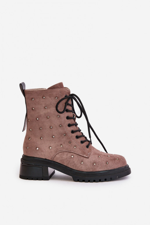 Versierd Enkellaarsjes voor Inerknemers Dames opInarmen D&A MR880-017 klei kleuren