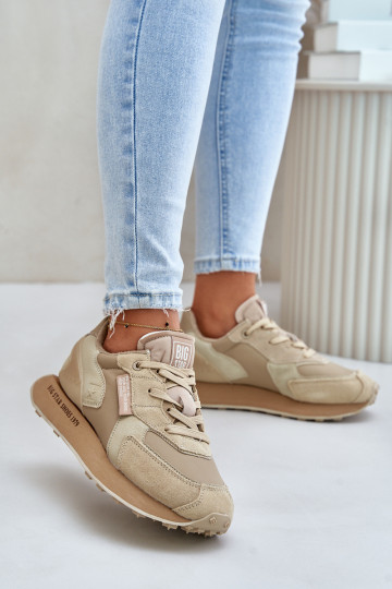 Leer Sneakers model schoenen Dames Big Star OO274564 Hi-Poly System beige 2