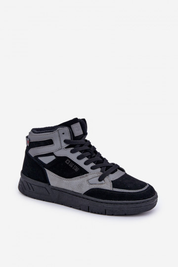 Suède sportieve schoenen voor heren Big Star OO174303 Hi-Poly System zwart en grijs