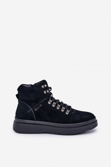 Suède warme heren schoenen Big Star OO174187 zwarte kleur 2