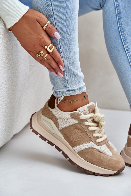 opInarmen Sneakers model schoenen Dames Leer Big Star OO274A317 HI-POLY SYSTEM beige opInarmen Sneakers model schoenen Dames Leer Big Star OO274A317 HI-POLY SYSTEM beige