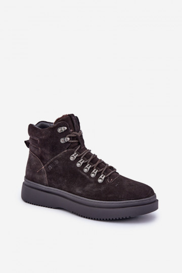 Suède warme heren schoenen Big Star OO174189 bruine kleur