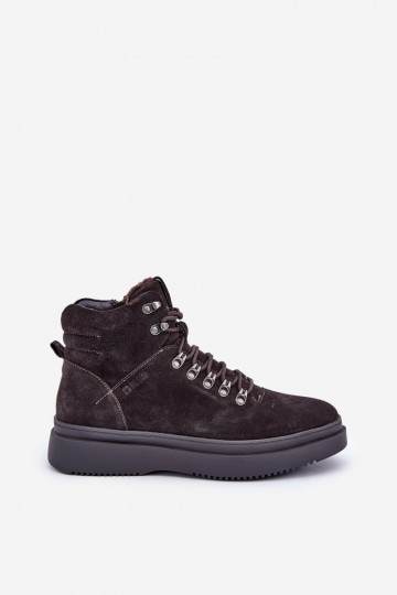 Suède warme heren schoenen Big Star OO174189 bruine kleur 2
