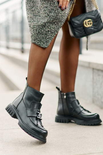 Leer Laarzen met brede hakken met ornamenten opInarmen zInart Asperra 2