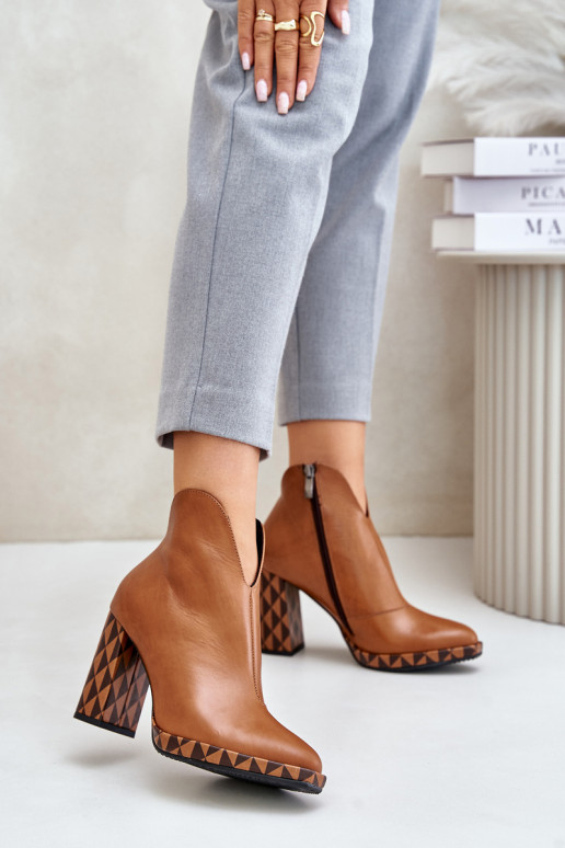 Leer Laarzen met hakken Laura Messi 2836 bruine kleur