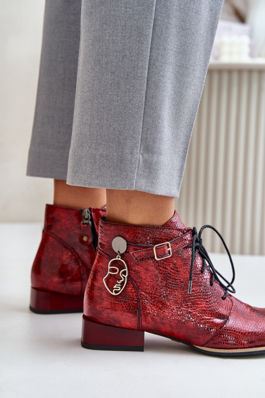 Dames Leer met lakeffect Laarzen Schoenen Het heeftciejka 5743A-08 rood