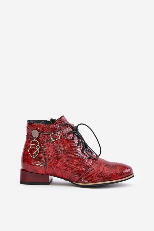 Dames Leer met lakeffect Laarzen Schoenen Het heeftciejka 5743A-08 rood
