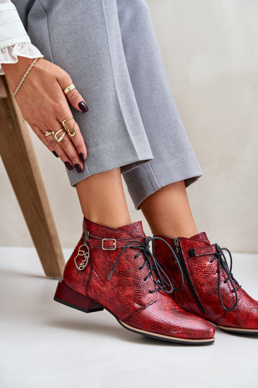 Dames Leer met lakeffect Laarzen Schoenen Het heeftciejka 5743A-08 rood