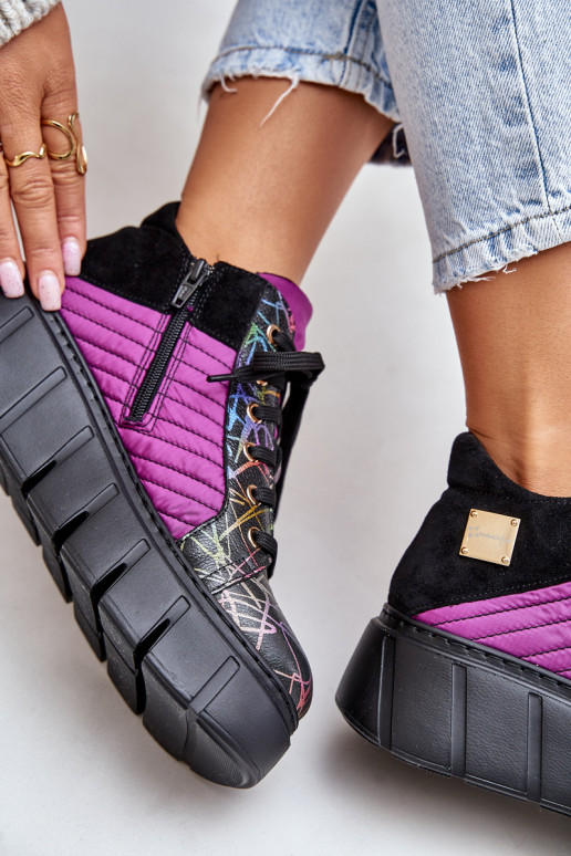 Leer Sneakers model schoenen met platform Het heeftciejka 06767-15 roze Leer Sneakers model schoenen met platform Het heeftciejka 06767-15 roze