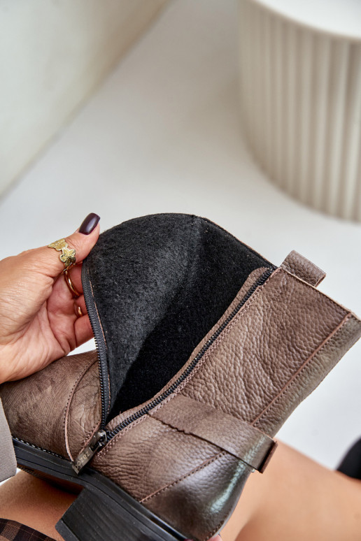 Zazoo 60480 Leer Laarzen Op een lage hak opInarmen bruin-grijs Zazoo 60480 Leer Laarzen Op een lage hak opInarmen bruin-grijs