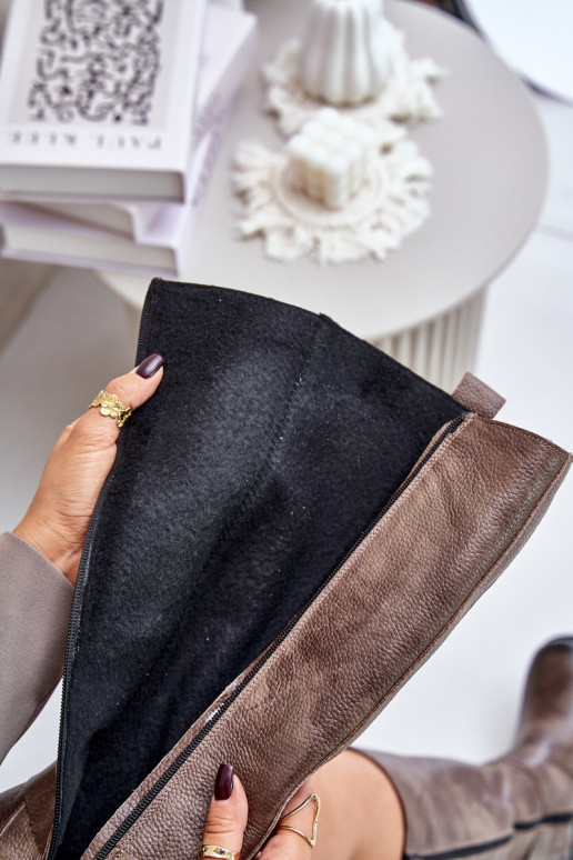 Zazoo 70141 Leer dameslaarzen Vóór de knie bruine kleur