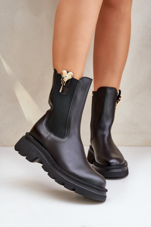 Leer stijlvolle laarzen met decoratie CheBello 4537 zInart