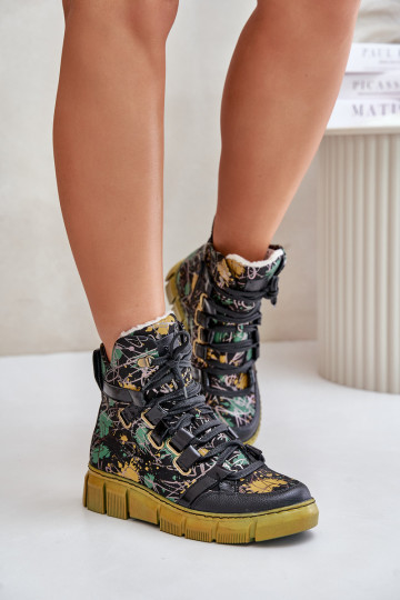 Leren platte veterschoenen Tai Turiciejka 06158-07, geel-zwart