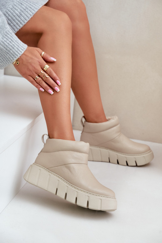 Zazoo 60470 Leer Laarzen met InolverInarming met platform ivoor