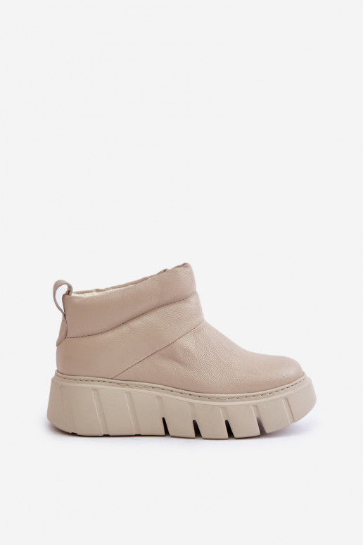 Zazoo 60470 Leer Laarzen met InolverInarming met platform ivoor