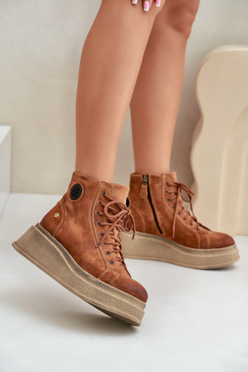 Suede schoenen met platform Het heeftciejka 06309-29 bruine kleur 2