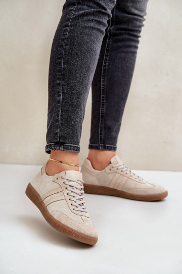 Zachte lage sneakers in sportstijl voor dames, in zandkleur