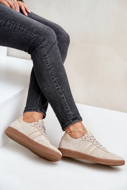 Zazoo N1068 van suède Laag Sneakers model schoenen Dames beige Zazoo N1068 van suède Laag Sneakers model schoenen Dames beige