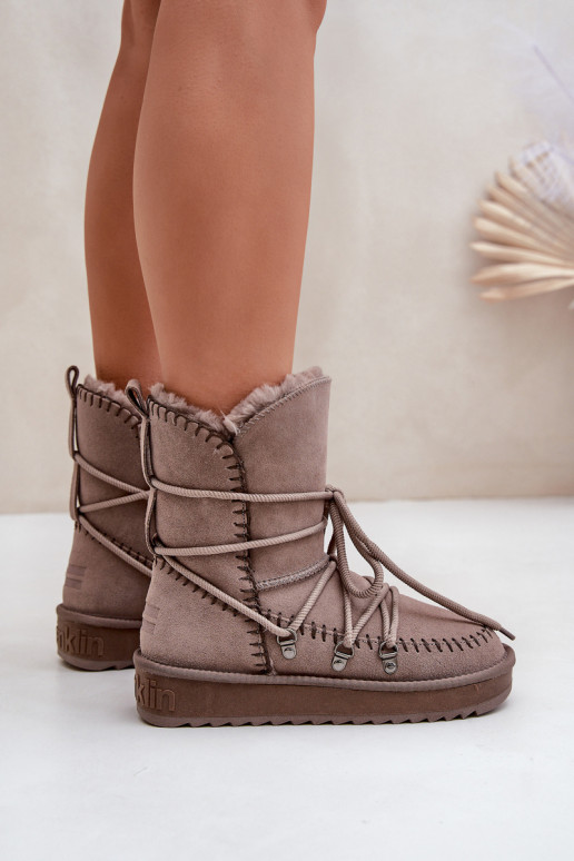 SneeuIn laarzen DamesOpturalnego van suèdeu D.Franklin DFSH375004 klei kleuren