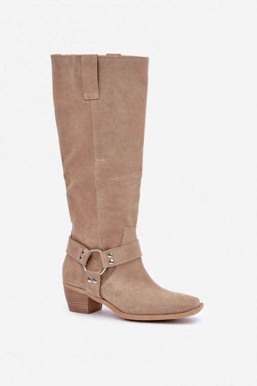 van suède laarzen Op een lage hak met laarzen Vóór de knie Zazoo 3444/O ivoor van suède laarzen Op een lage hak met laarzen Vóór de knie Zazoo 3444/O ivoor