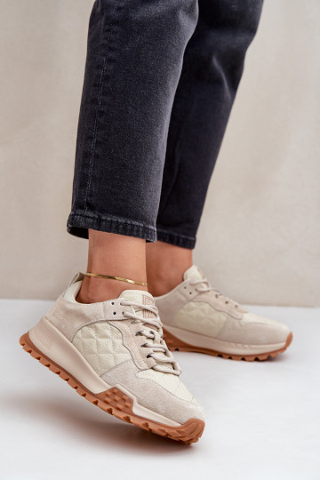 Leren dames sportschoenen Big Star OO274A315 Hi-Poly System zandkleurig 2
