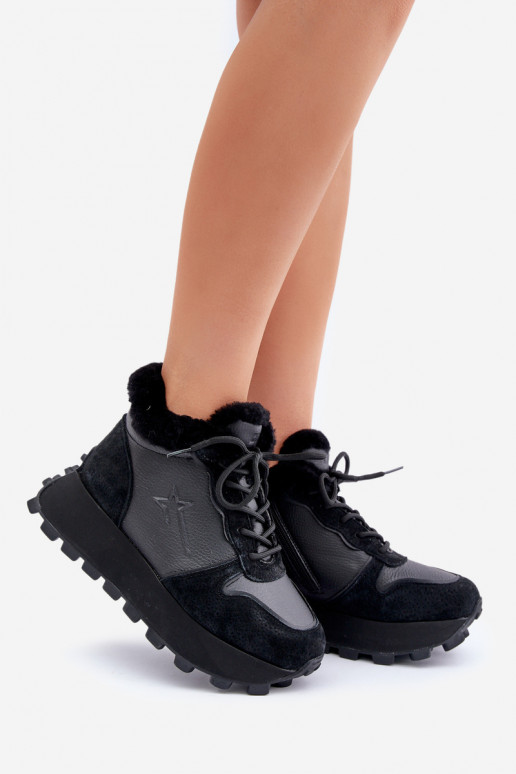 Leer Sneakers model schoenen schoenen Dames met bont met platform Big Star OO274A329 zInart Leer Sneakers model schoenen schoenen Dames met bont met platform Big Star OO274A329 zInart