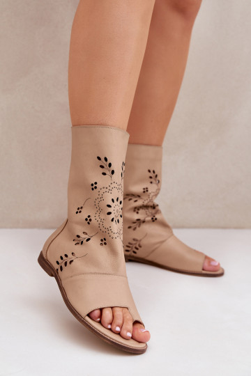 Dames sandalen met schacht Zazoo 3437 zandkleurig